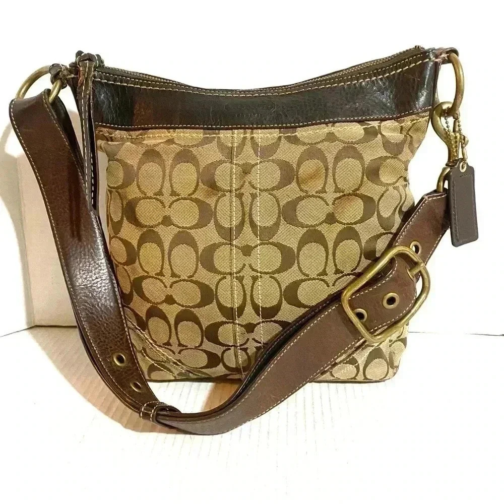 Coach vintage CC signature print canvas crossbody handbag